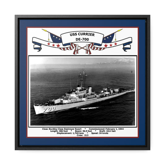 USS Currier DE-700 Navy Floating Frame Photo Front View