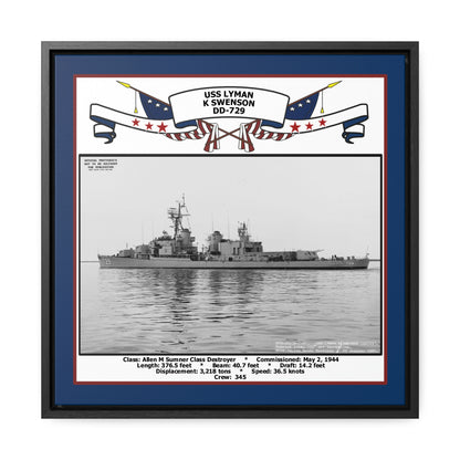 USS Lyman K Swenson DD-729 Navy Floating Frame Photo Front View