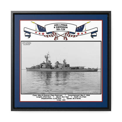 USS Lyman K Swenson DD-729 Navy Floating Frame Photo Front View