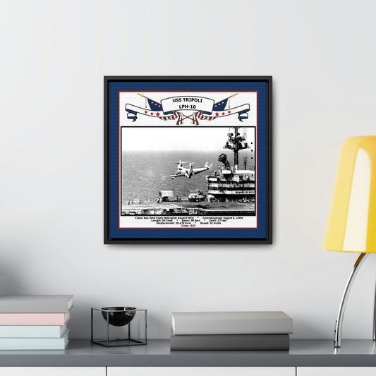 USS Tripoli LPH-10 Navy Floating Frame Photo Desk View