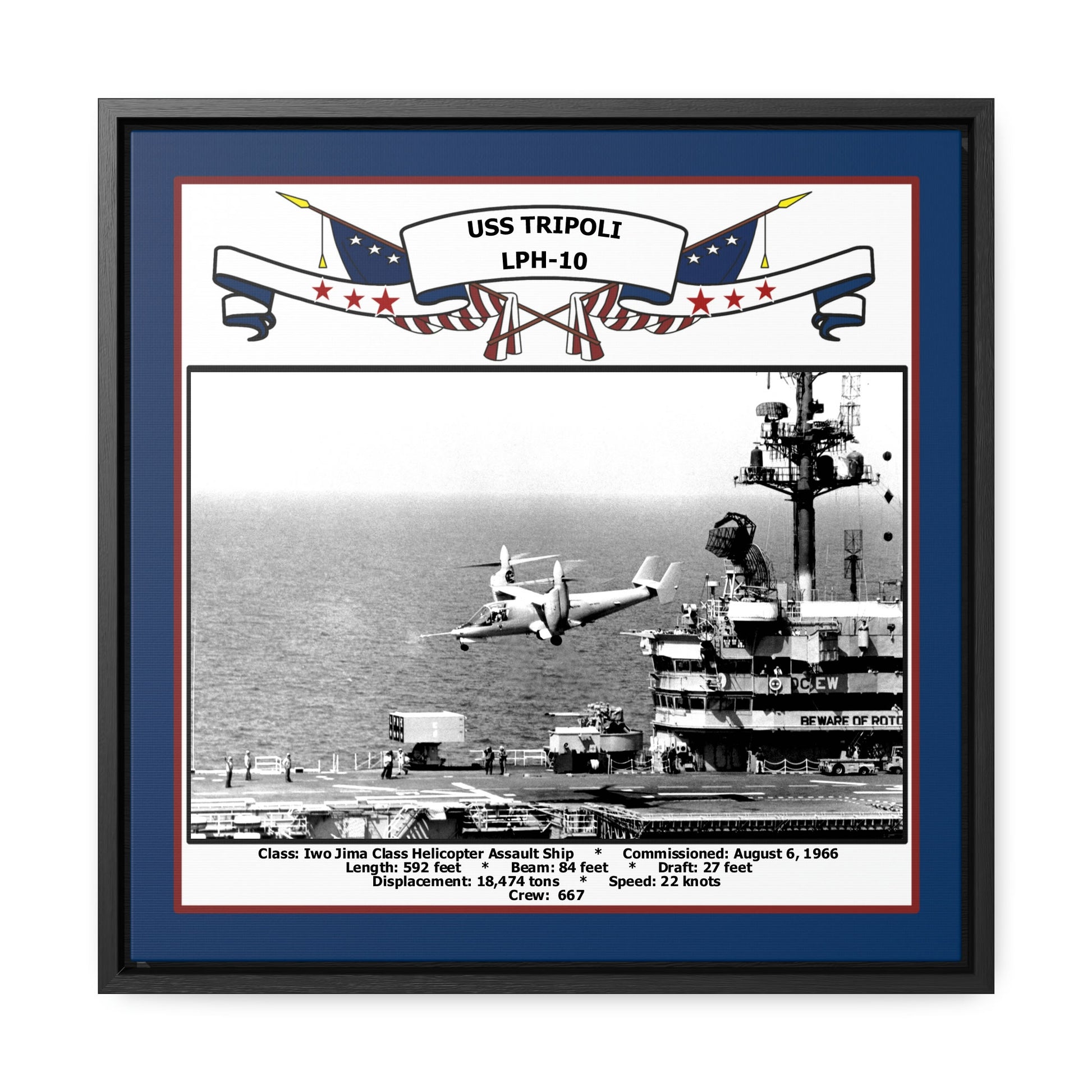 USS Tripoli LPH-10 Navy Floating Frame Photo Front View