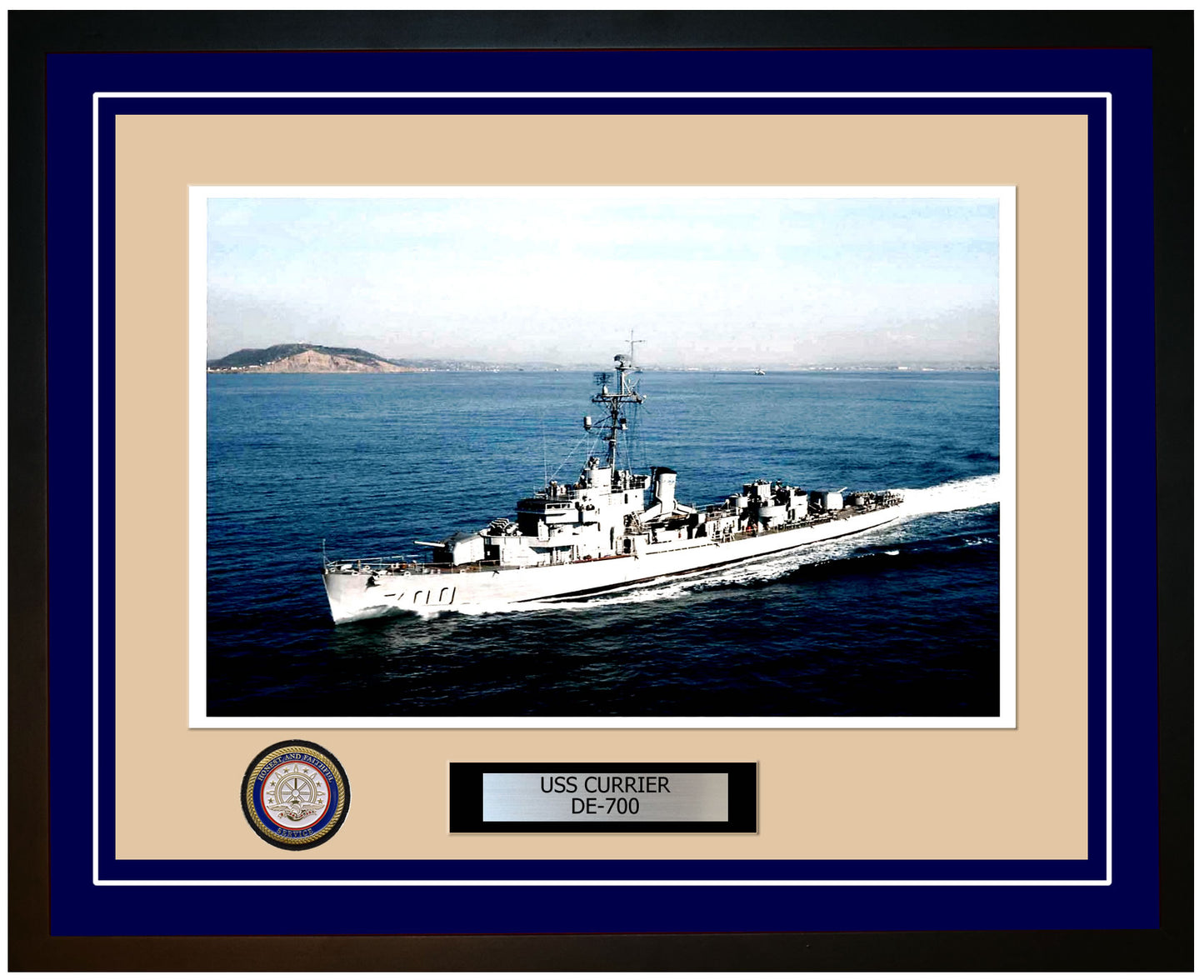 USS Currier DE-700 Framed Navy Ship Photo Blue