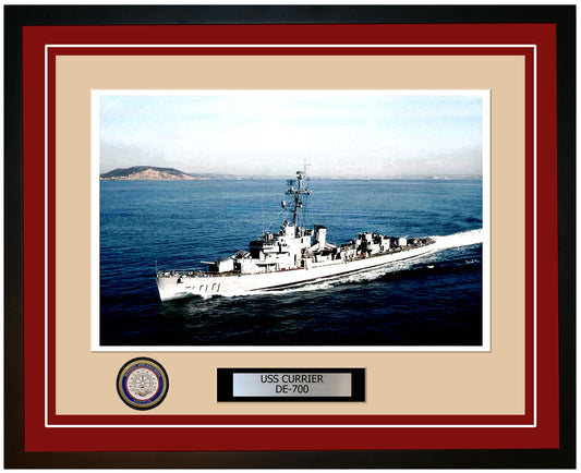 USS Currier DE-700 Framed Navy Ship Photo Burgundy