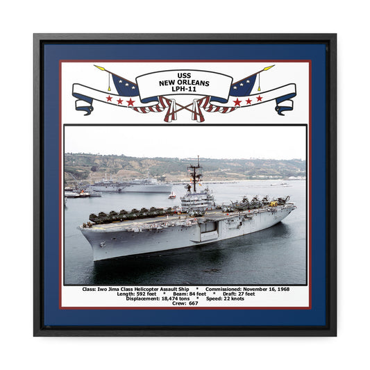 USS New Orleans LPH-11 Navy Floating Frame Photo Front View