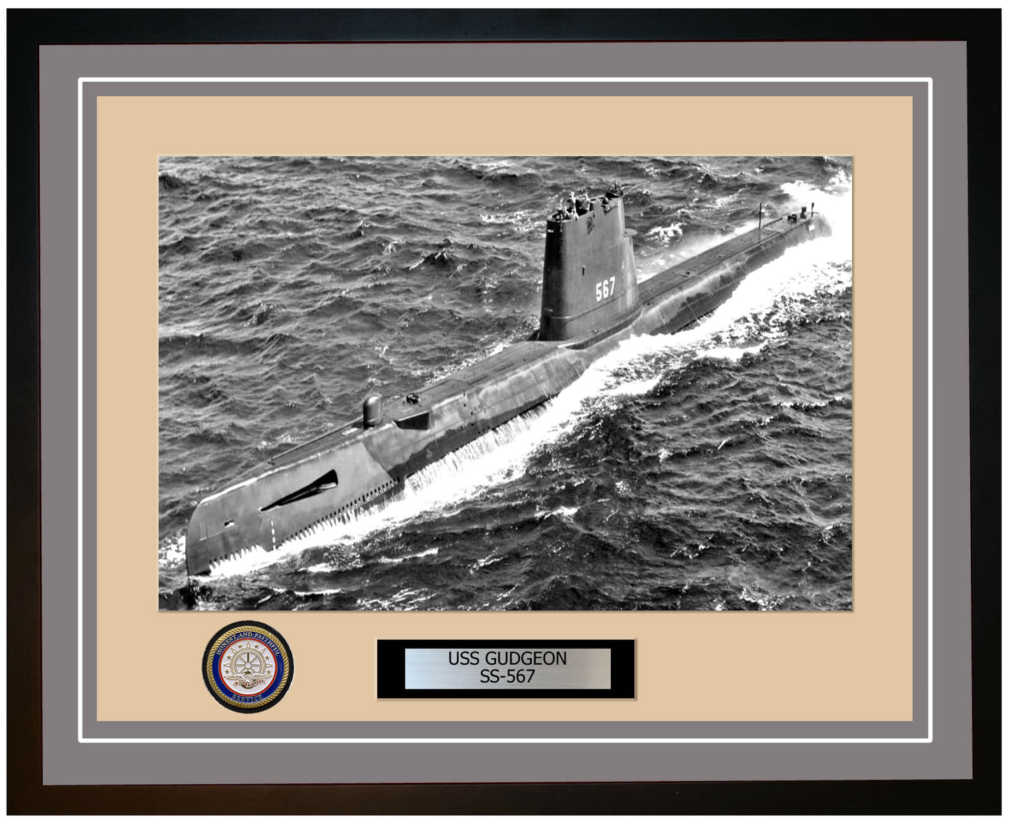 USS Gudgeon SS-567 Framed Navy Ship Photo Grey