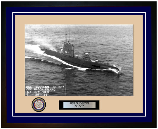 USS Gudgeon SS-567 Framed Navy Ship Photo Blue