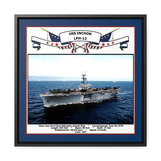 USS Inchon LPH-12 Navy Floating Frame Photo Front View