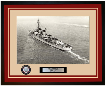 USS PURDY DD-734 Framed Navy Ship Photo Burgundy