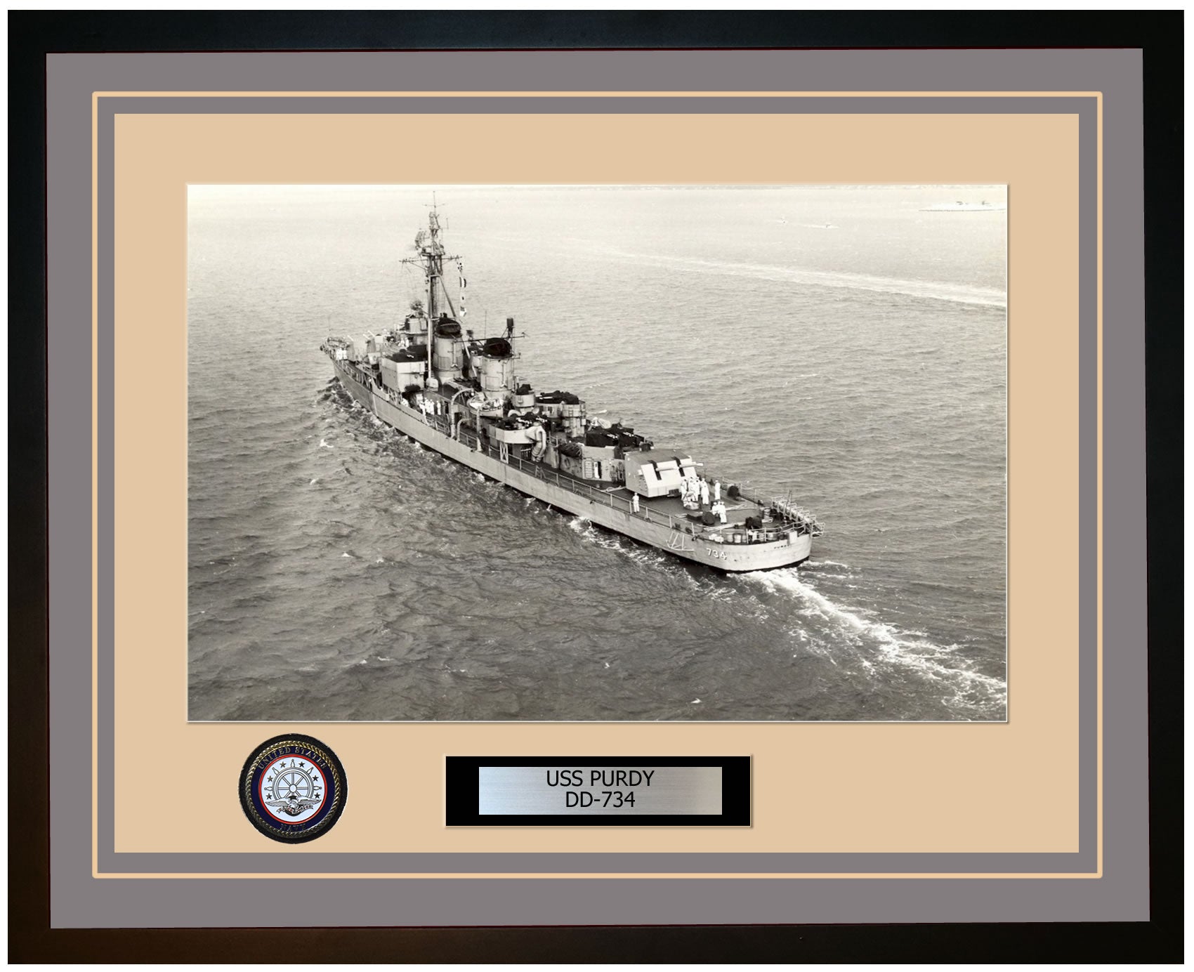 USS PURDY DD-734 Framed Navy Ship Photo Grey