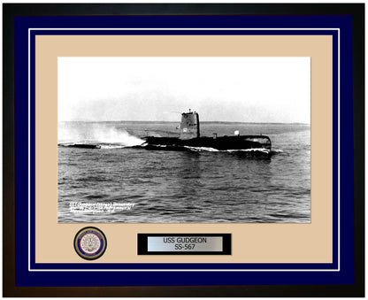 USS Gudgeon SS-567 Framed Navy Ship Photo Blue