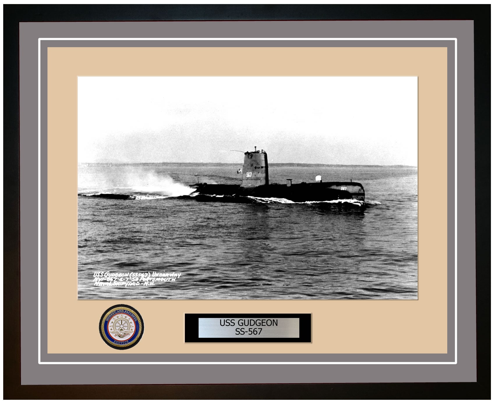 USS Gudgeon SS-567 Framed Navy Ship Photo Grey