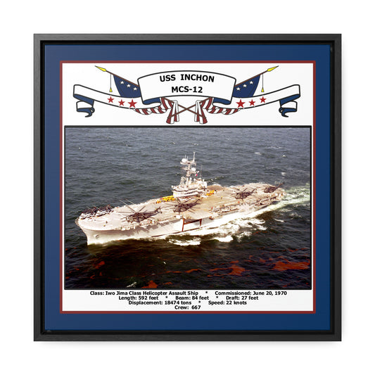 USS Inchon MCS-12 Navy Floating Frame Photo Front View