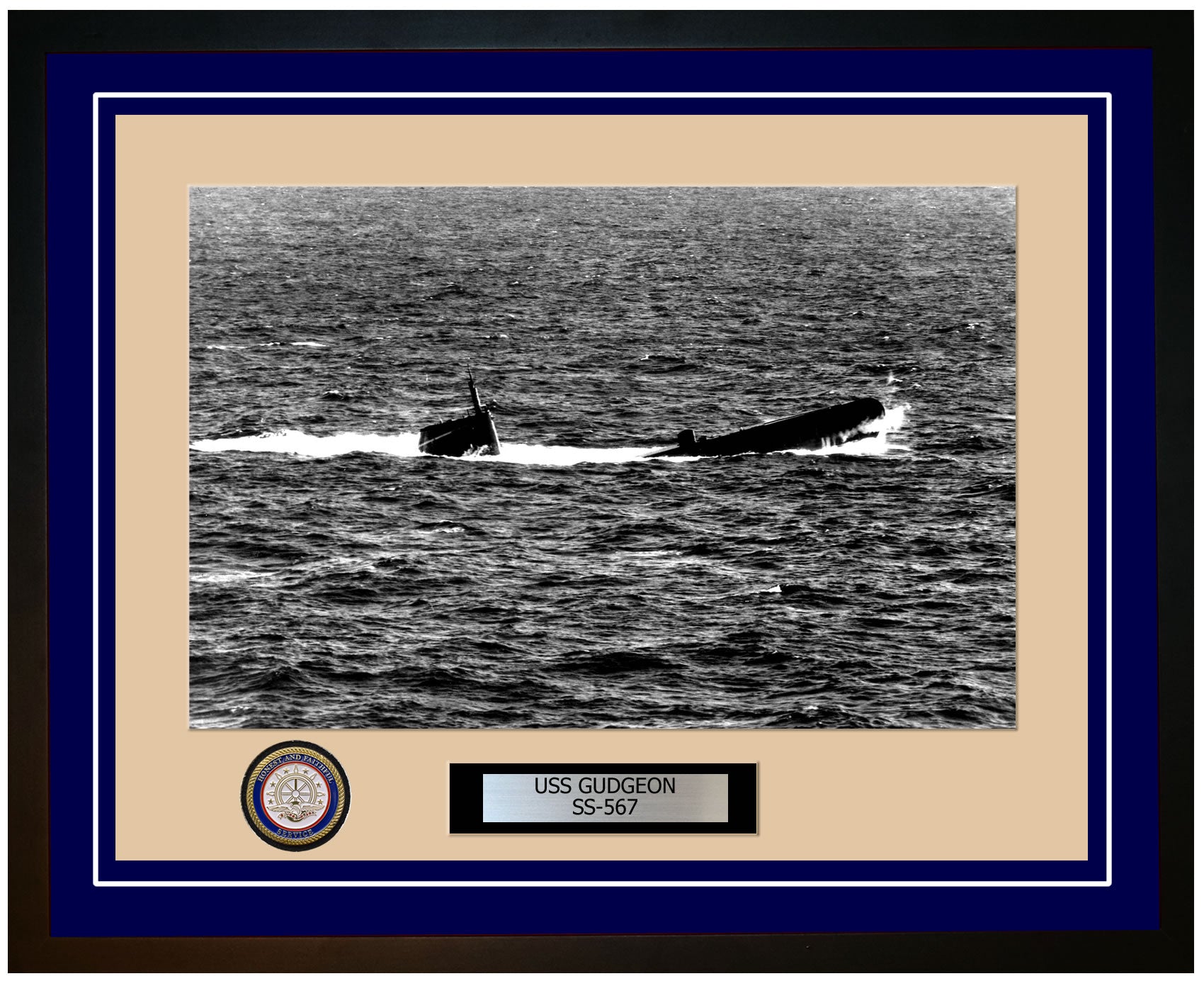 USS Gudgeon SS-567 Framed Navy Ship Photo Blue
