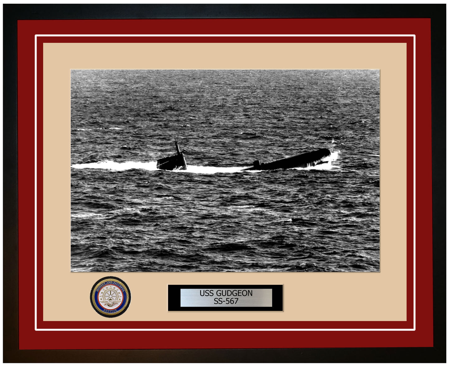 USS Gudgeon SS-567 Framed Navy Ship Photo Burgundy