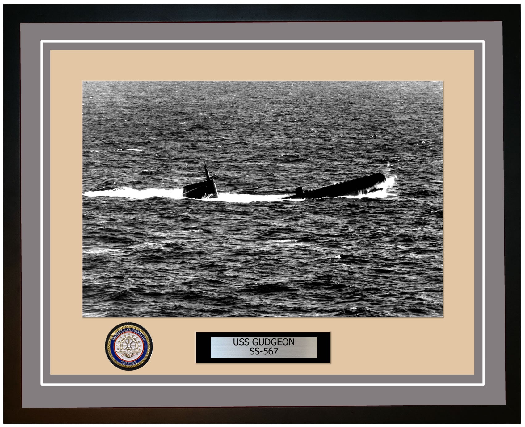USS Gudgeon SS-567 Framed Navy Ship Photo Grey