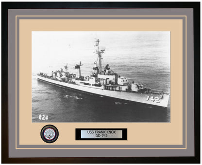 USS FRANK KNOX DD-742 Framed Navy Ship Photo Grey