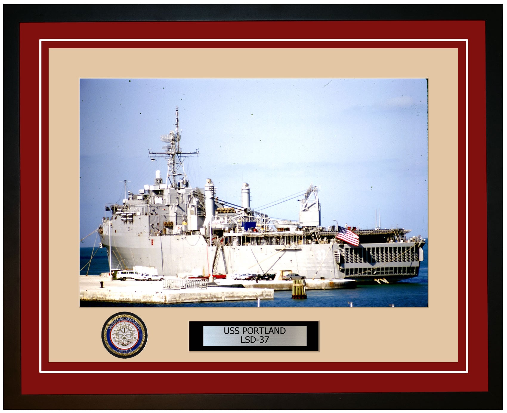 USS Portland LSD-37 Framed Navy Ship Photo Burgundy