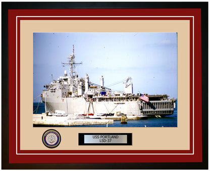 USS Portland LSD-37 Framed Navy Ship Photo Burgundy
