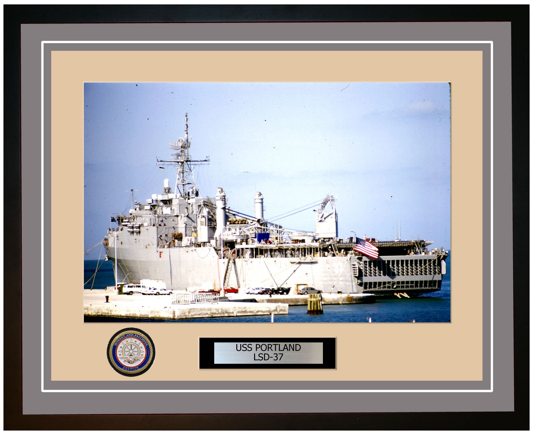 USS Portland LSD-37 Framed Navy Ship Photo Grey