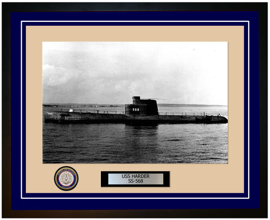 USS Harder SS-568 Framed Navy Ship Photo Blue