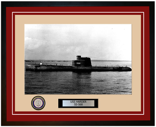 USS Harder SS-568 Framed Navy Ship Photo Burgundy