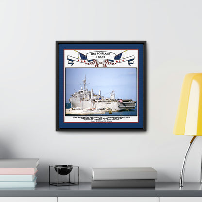 USS Portland LSD-37 Navy Floating Frame Photo Desk View