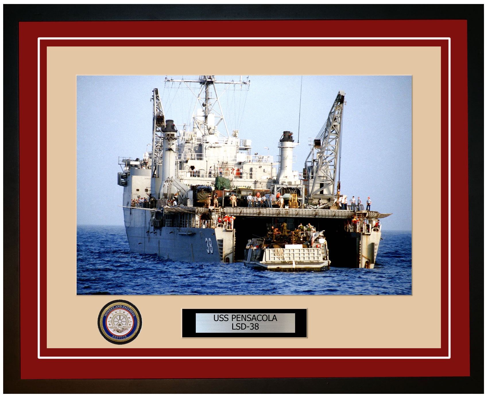 USS Pensacola LSD-38 Framed Navy Ship Photo Burgundy
