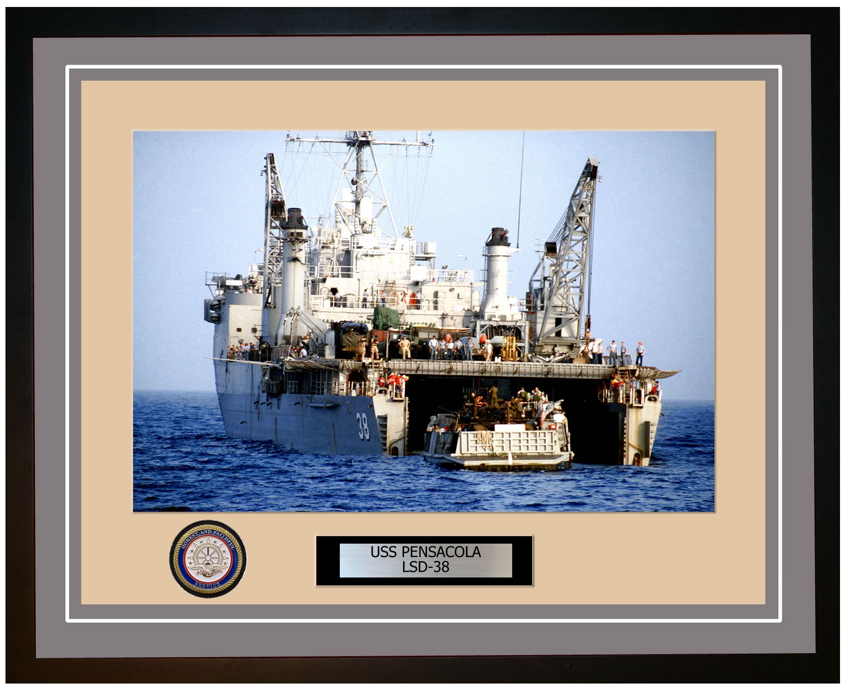 USS Pensacola LSD-38 Framed Navy Ship Photo Grey