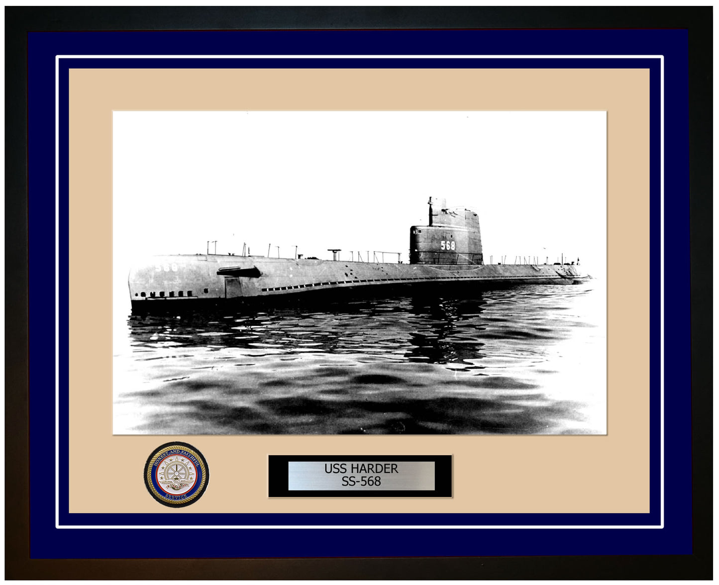 USS Harder SS-568 Framed Navy Ship Photo Blue