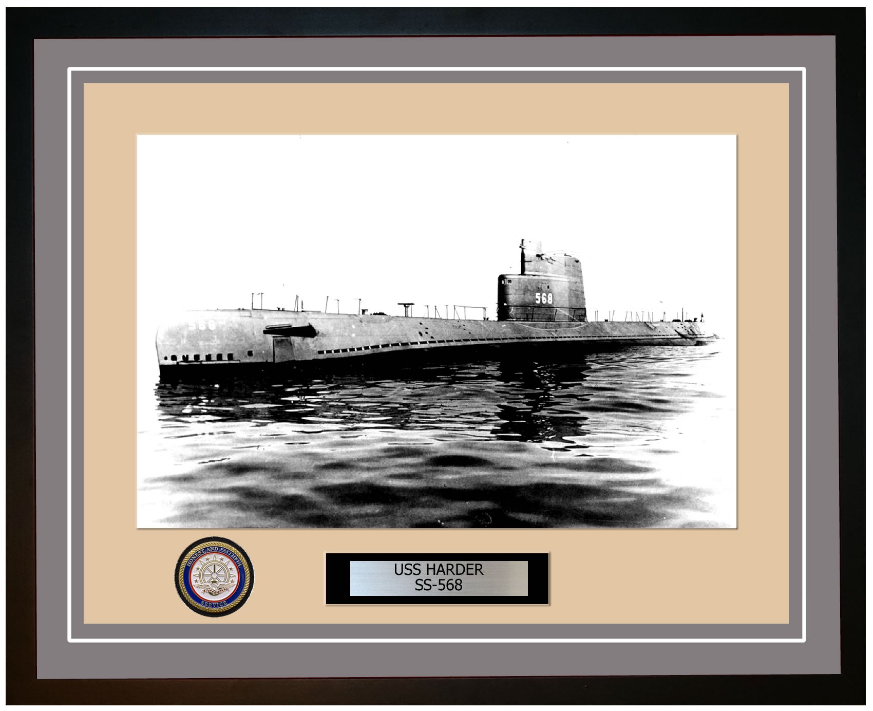 USS Harder SS-568 Framed Navy Ship Photo Grey