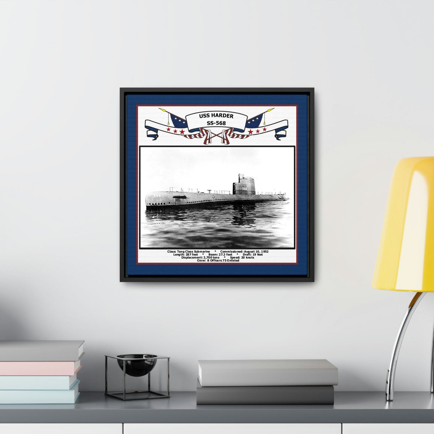 USS Harder SS-568 Navy Floating Frame Photo Desk View