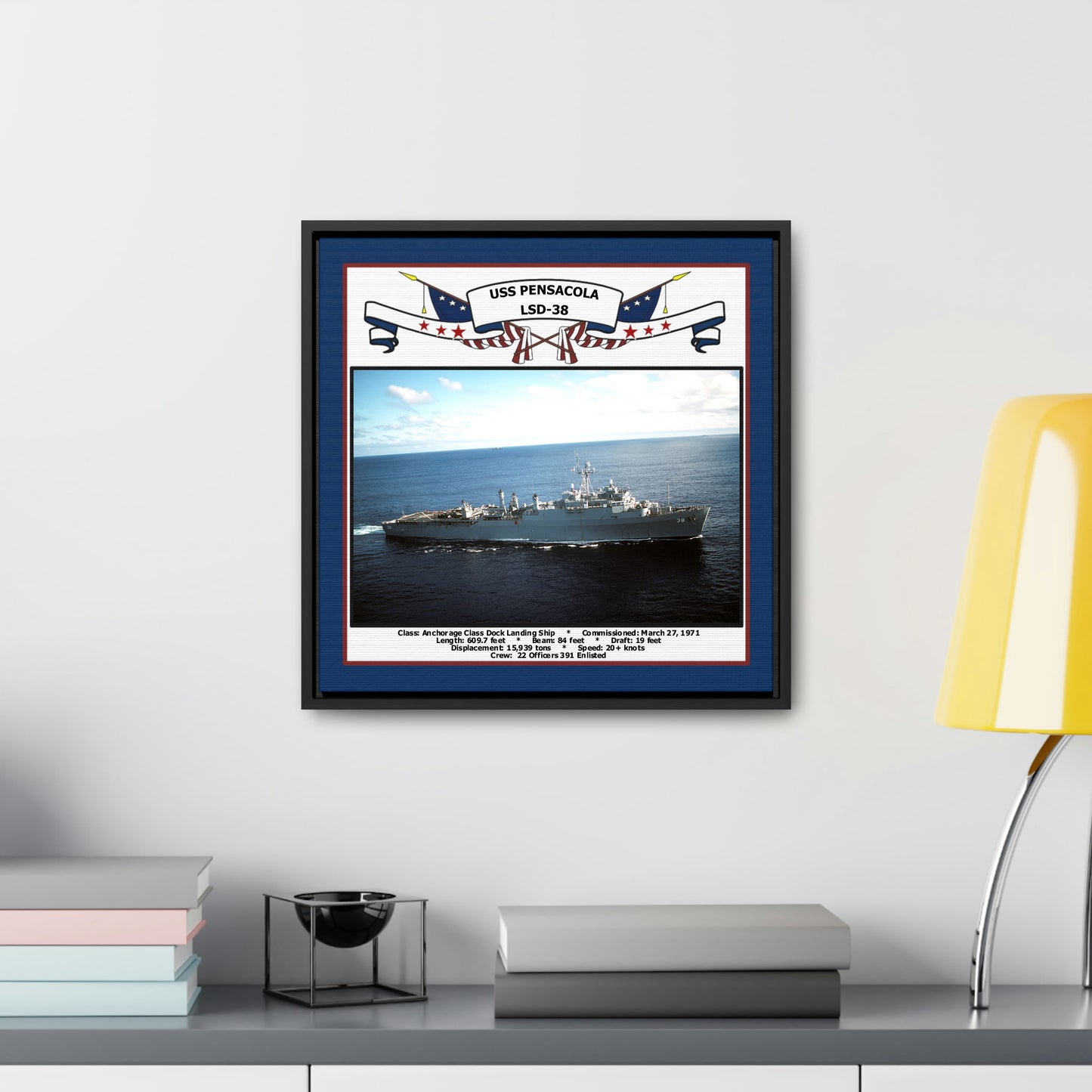 USS Pensacola LSD-38 Navy Floating Frame Photo Desk View