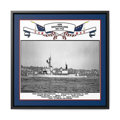 USS Southerland DD-743 Navy Floating Frame Photo Front View