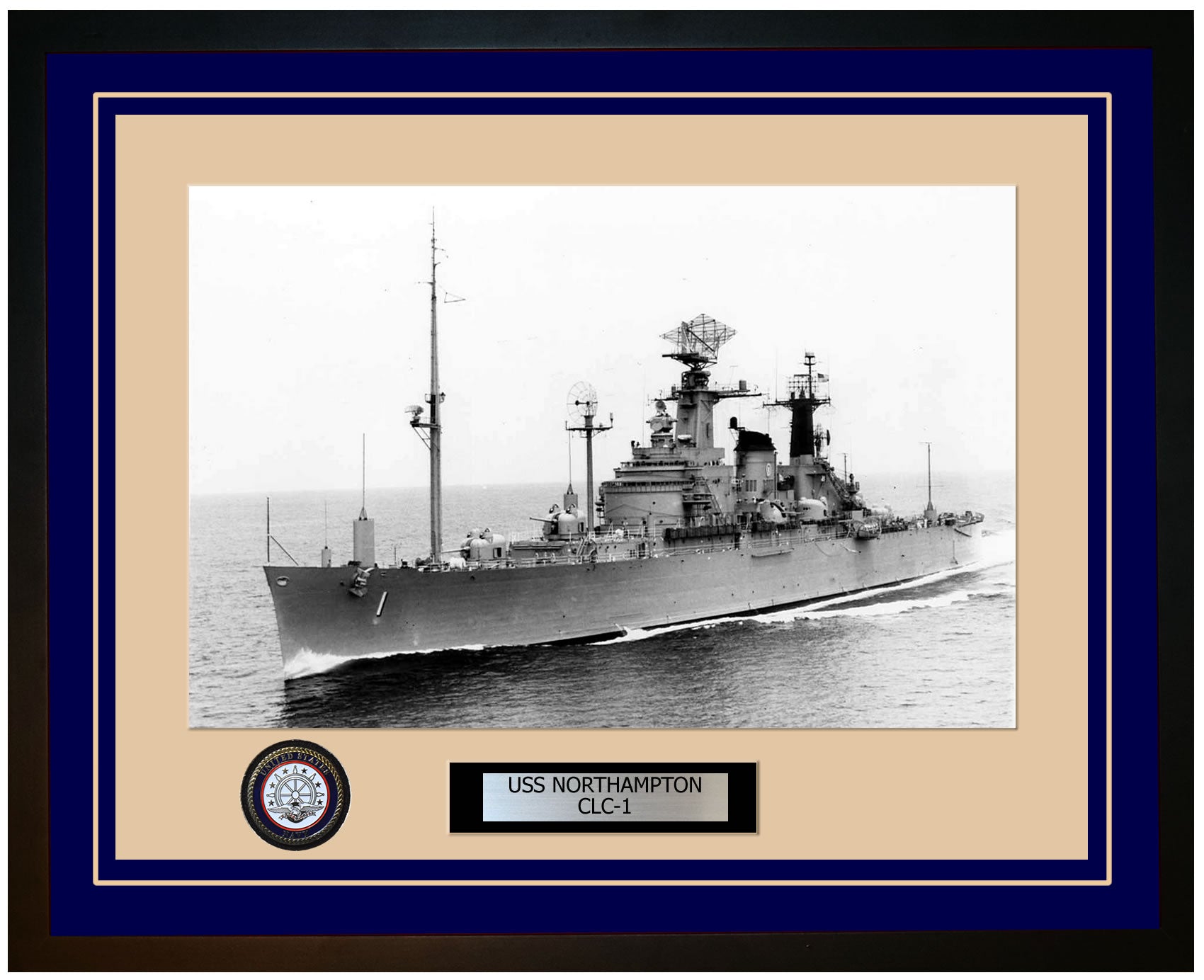 USS NORTHAMPTON CLC-1 Framed Navy Ship Photo Blue