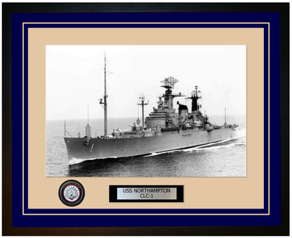 USS NORTHAMPTON CLC-1 Framed Navy Ship Photo Blue