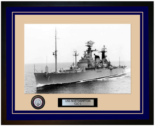 USS NORTHAMPTON CLC-1 Framed Navy Ship Photo Blue
