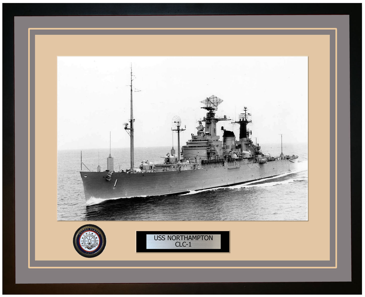 USS NORTHAMPTON CLC-1 Framed Navy Ship Photo Grey