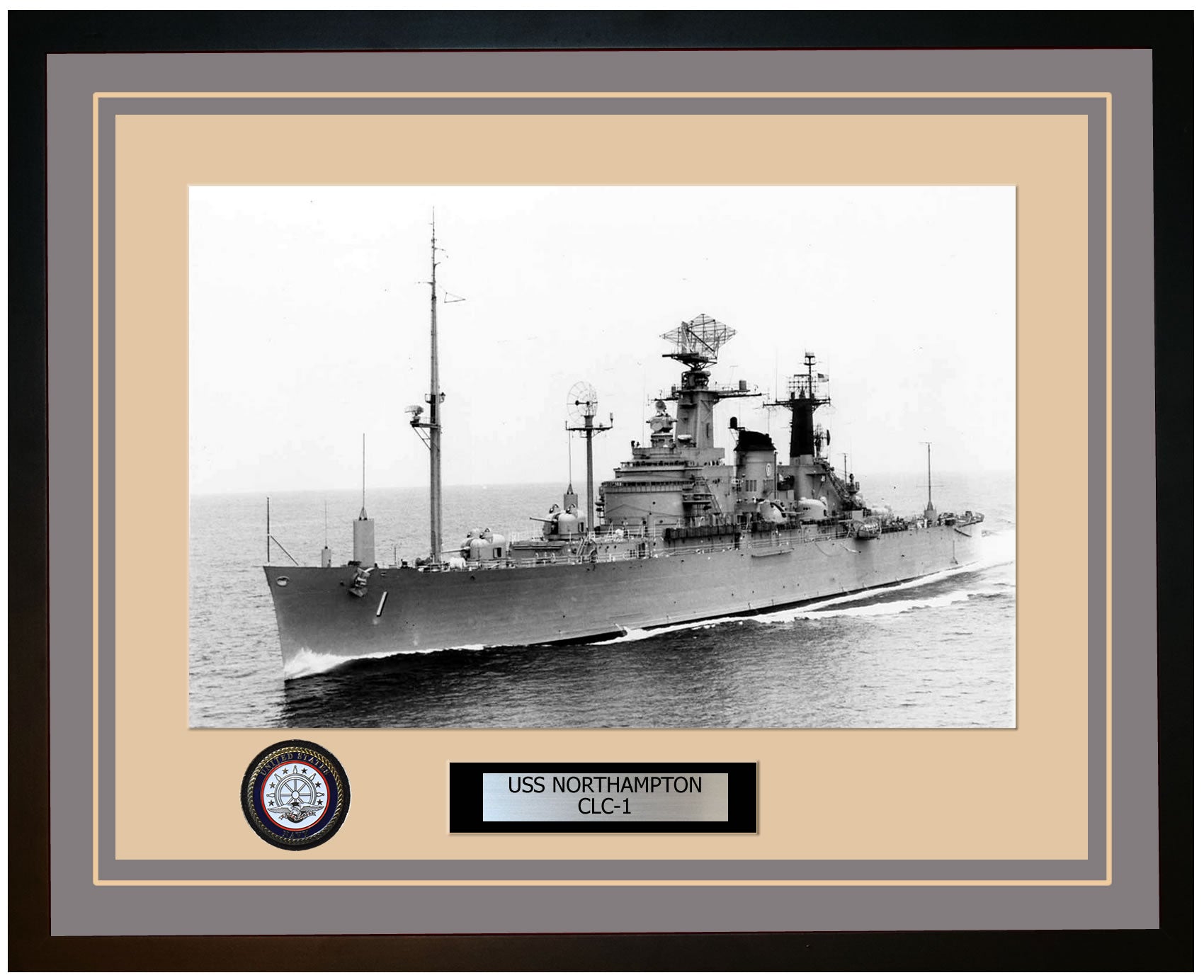 USS NORTHAMPTON CLC-1 Framed Navy Ship Photo Grey