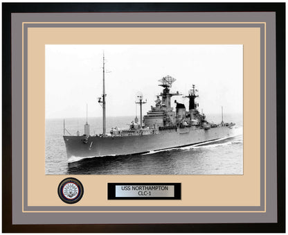 USS NORTHAMPTON CLC-1 Framed Navy Ship Photo Grey