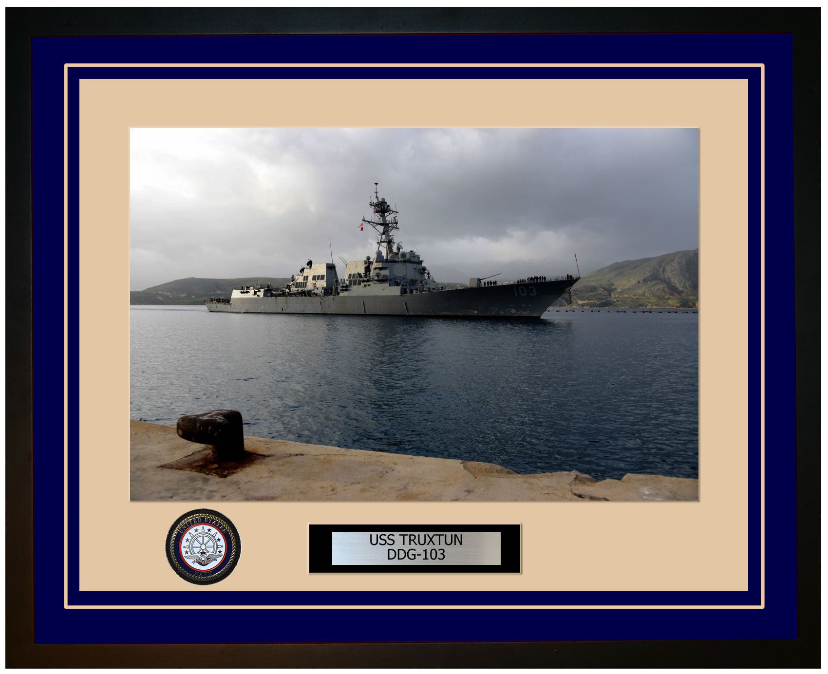 USS TRUXTUN DDG-103 Framed Navy Ship Photo Blue