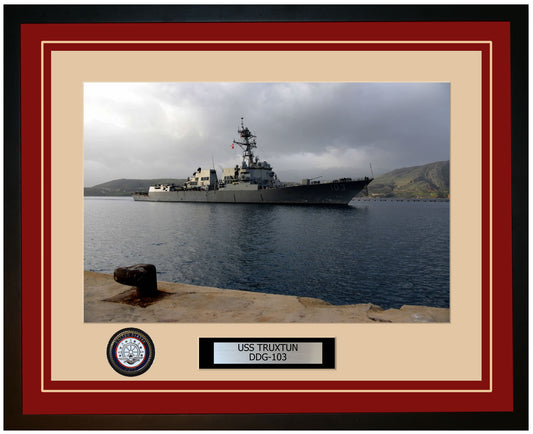 USS TRUXTUN DDG-103 Framed Navy Ship Photo Burgundy