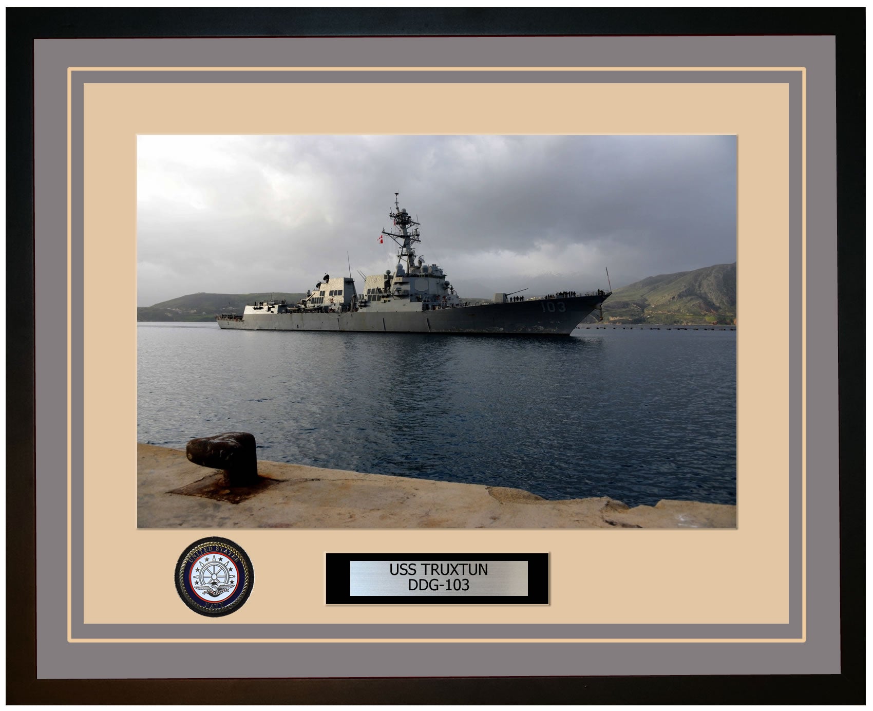 USS TRUXTUN DDG-103 Framed Navy Ship Photo Grey