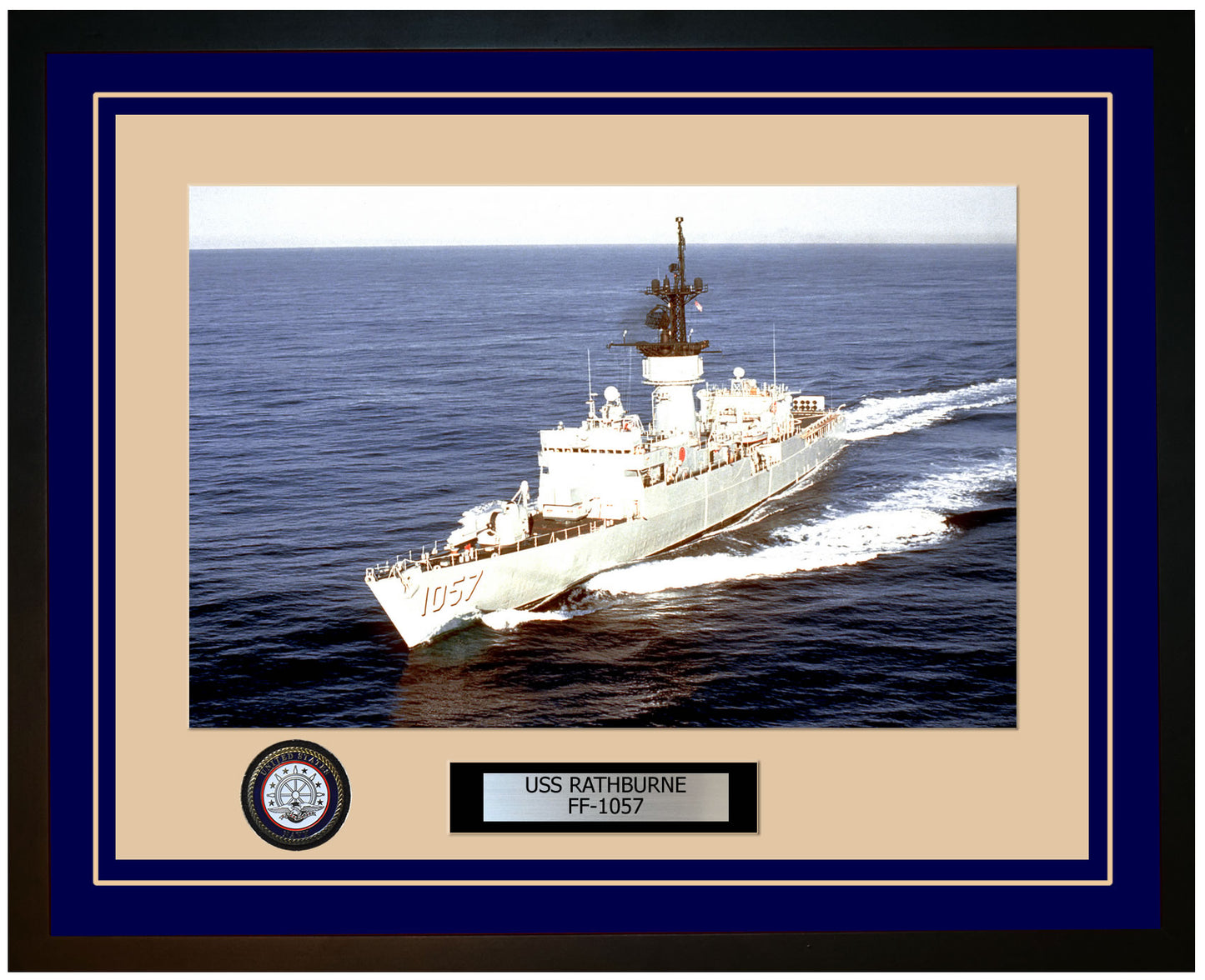 USS RATHBURNE FF-1057 Framed Navy Ship Photo Blue