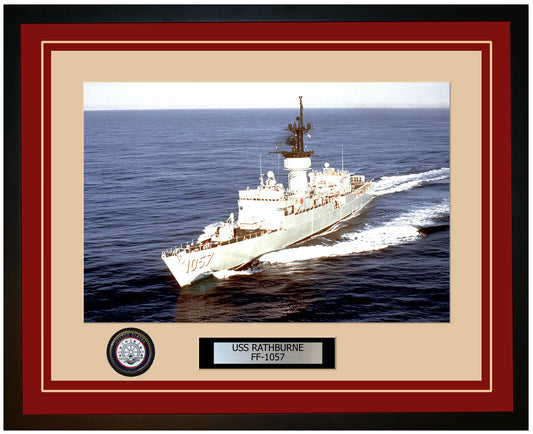 USS RATHBURNE FF-1057 Framed Navy Ship Photo Burgundy