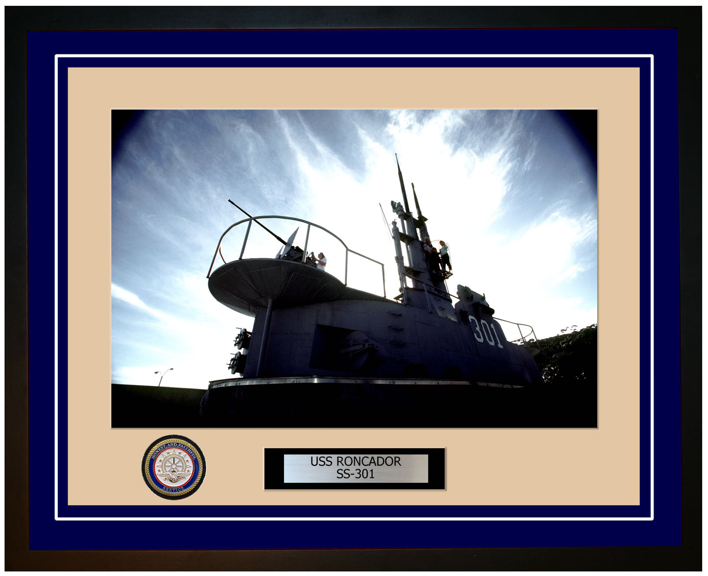 USS Roncador SS-301 Framed Navy Ship Photo Blue