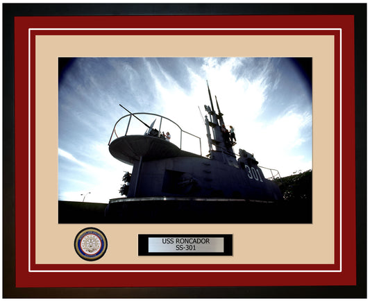 USS Roncador SS-301 Framed Navy Ship Photo Burgundy