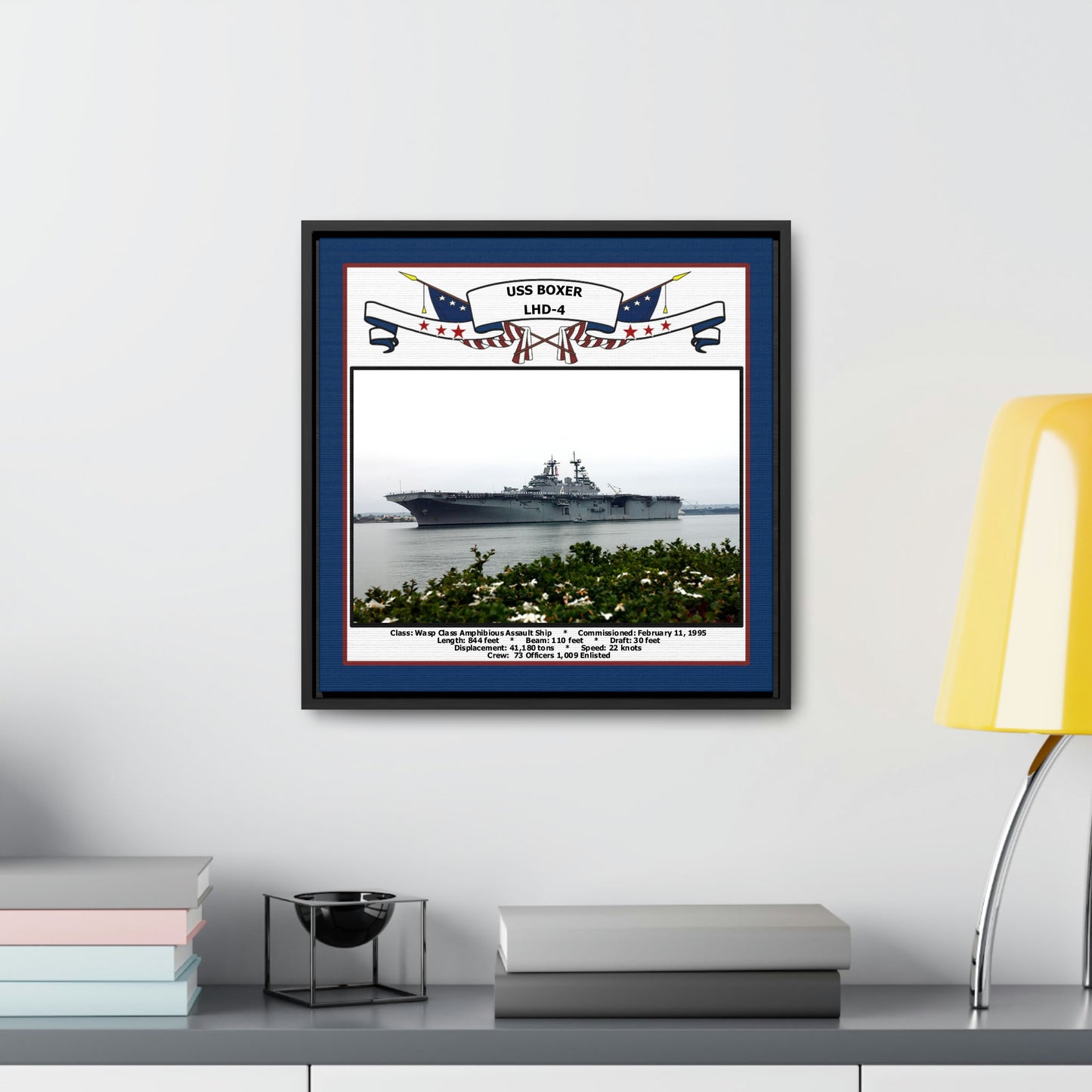 USS Boxer LHD-4 Navy Floating Frame Photo Desk View
