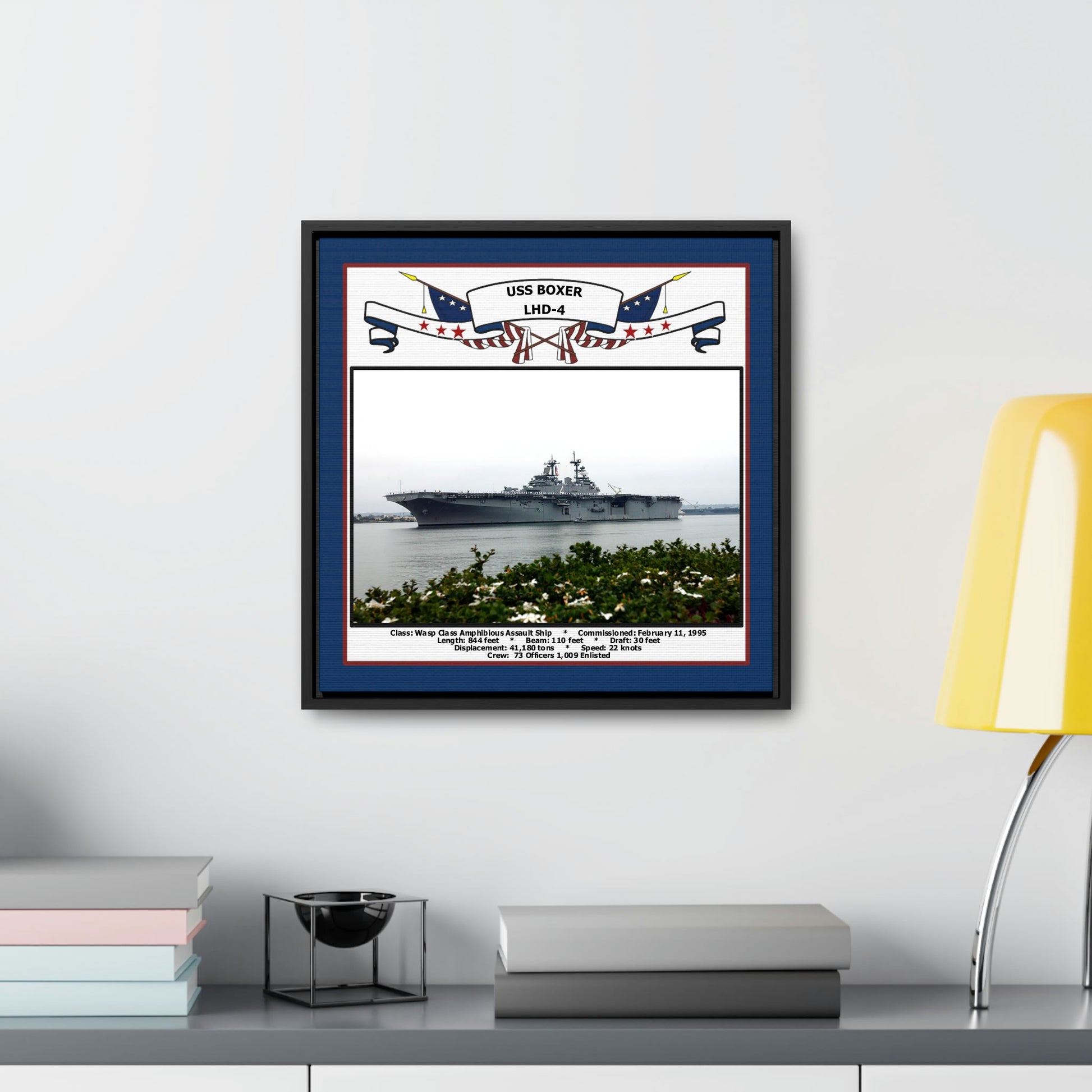 USS Boxer LHD-4 Navy Floating Frame Photo Desk View