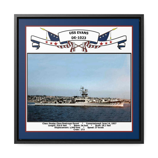 USS Evans DE-1023 Navy Floating Frame Photo Front View