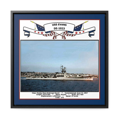 USS Evans DE-1023 Navy Floating Frame Photo Front View